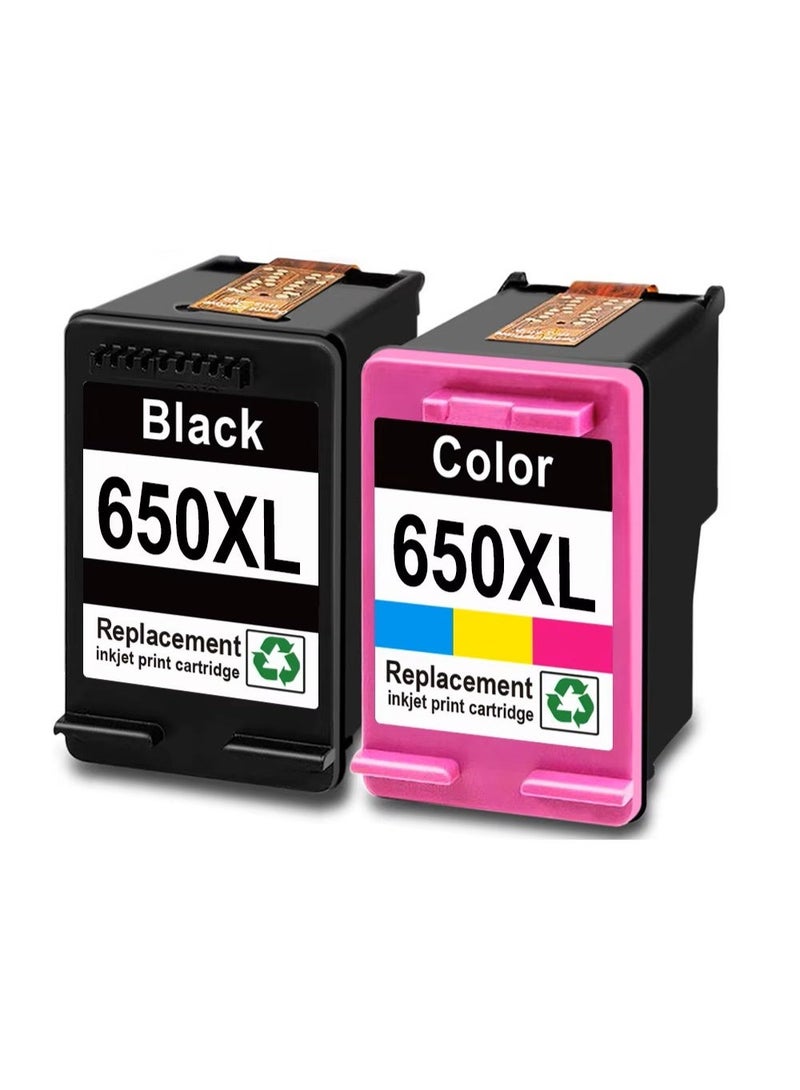 650XL Ink Cartridge Replacement compatible with HP 650, High Yield Black and Color, for HP Deskjet Ink Advantage 1015 1515 2515 2545 2645 3515e 3545e 4515e 4645e, 2 Pack