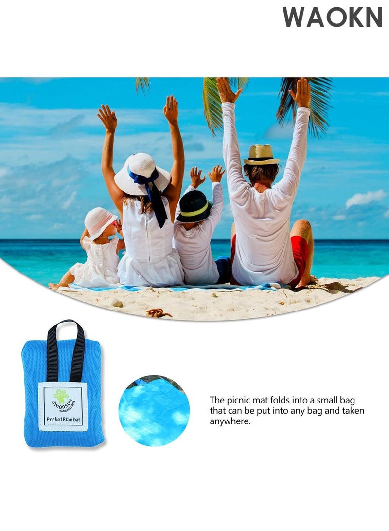 WAOKN 2-Pack Waterproof Picnic Blanket with Storage Pouch - Lightweight Moistureproof Beach Mat for Camping, Hiking, Park - Sandproof & Foldable Travel Blanket - Portable Outdoor Floor Mat for Adults/Kids (Red & Blue, 70x110cm) - Image 5