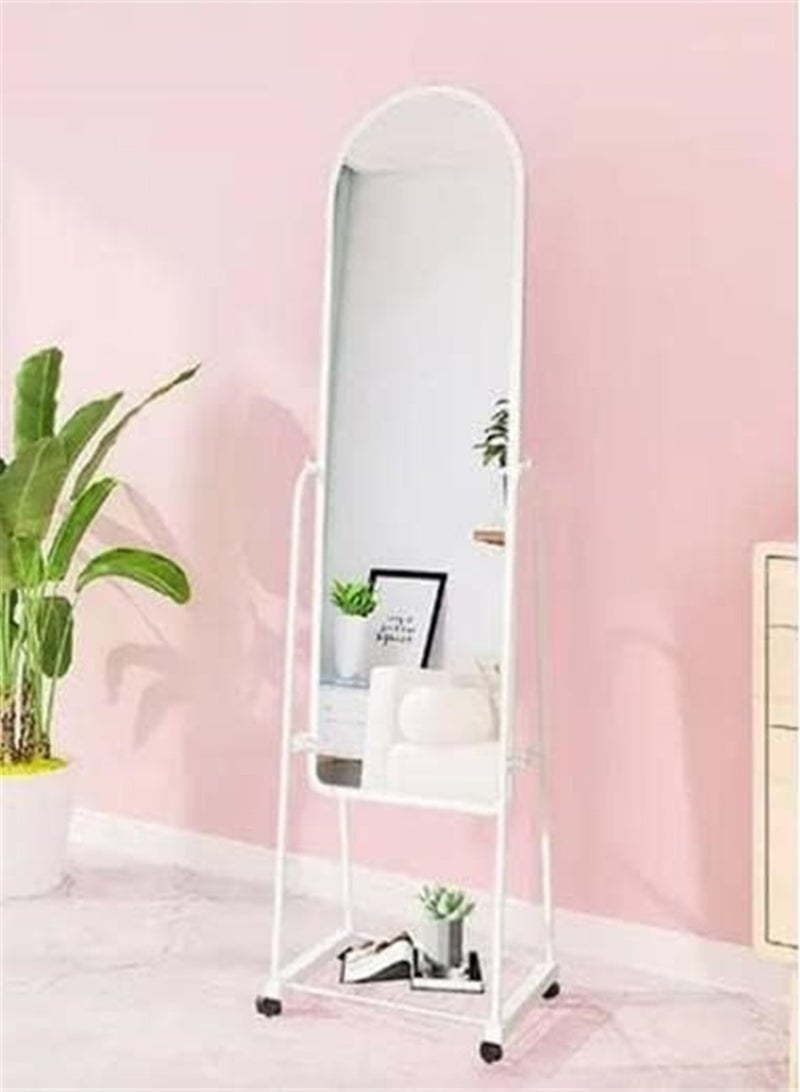 Floor Full Length Mirror With Holder Dressing Mirror With Stand Wheels For Makeup For The Bedroom For The Living Room - Image 1