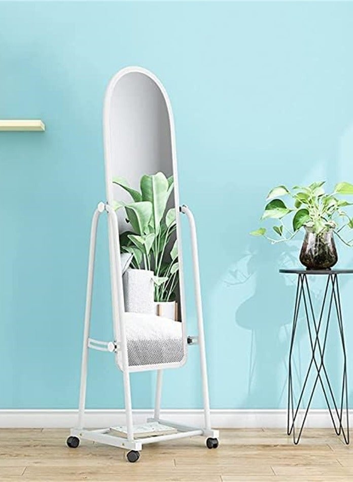 Floor Full Length Mirror With Holder Dressing Mirror With Stand Wheels For Makeup For The Bedroom For The Living Room - Image 2