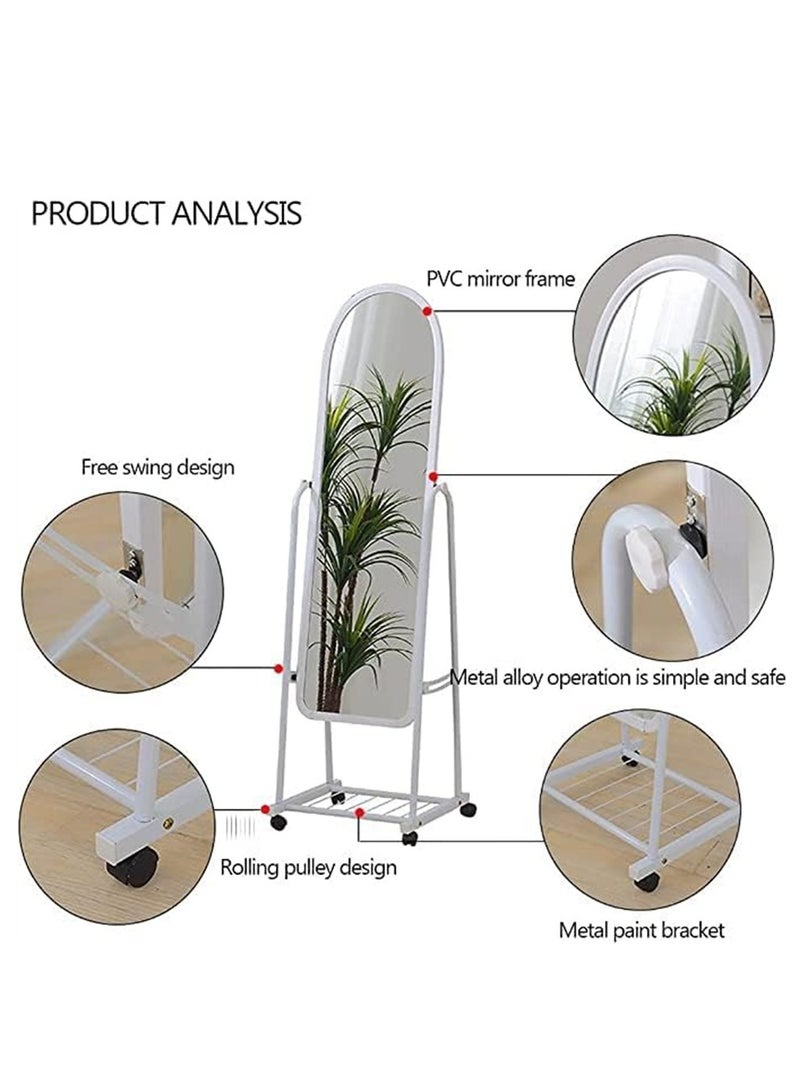 Floor Full Length Mirror With Holder Dressing Mirror With Stand Wheels For Makeup For The Bedroom For The Living Room - Image 5