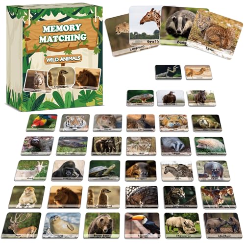 gisgfim 50 Pairs Memory Matching Game Wild Animals Concentration Memory Card Matching Games - Image 1
