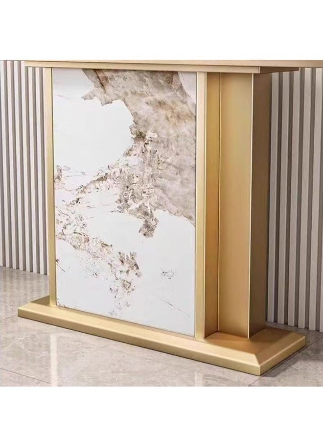 Raffine Modern Design Rustproof Curved Rock Slab Tabletop Console Table Entryway Table Display Table Metal Base Pedestal for Foyer Living Room Home Offices 120x30x80 cm - Image 3