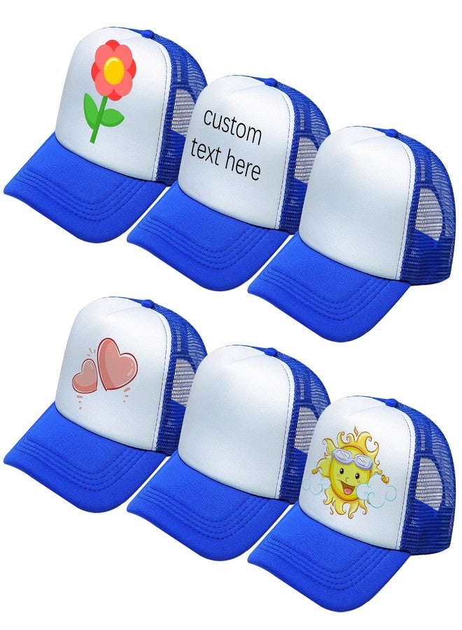 Ultrafun 6 Pack Kids Trucker Hat Sublimation Blank Plain Hats Mesh Adjustable Outdoor Sports Baseball Caps for Boys Girls (6Pack-Royal Blue White) - Image 1