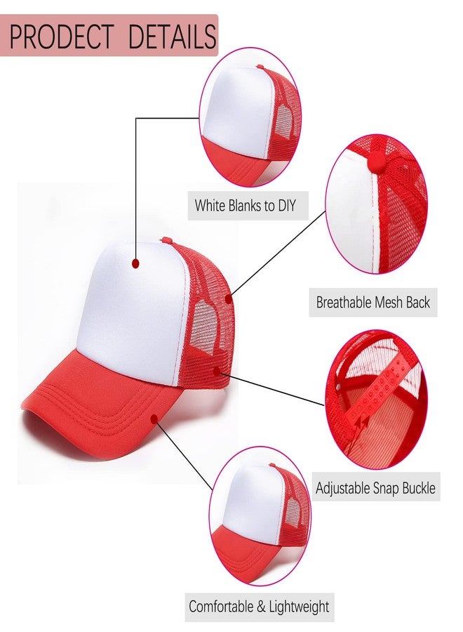 Ultrafun 6 Pack Kids Trucker Hat Sublimation Blank Plain Hats Mesh Adjustable Outdoor Sports Baseball Caps for Boys Girls (6Pack-Royal Blue White) - Image 3