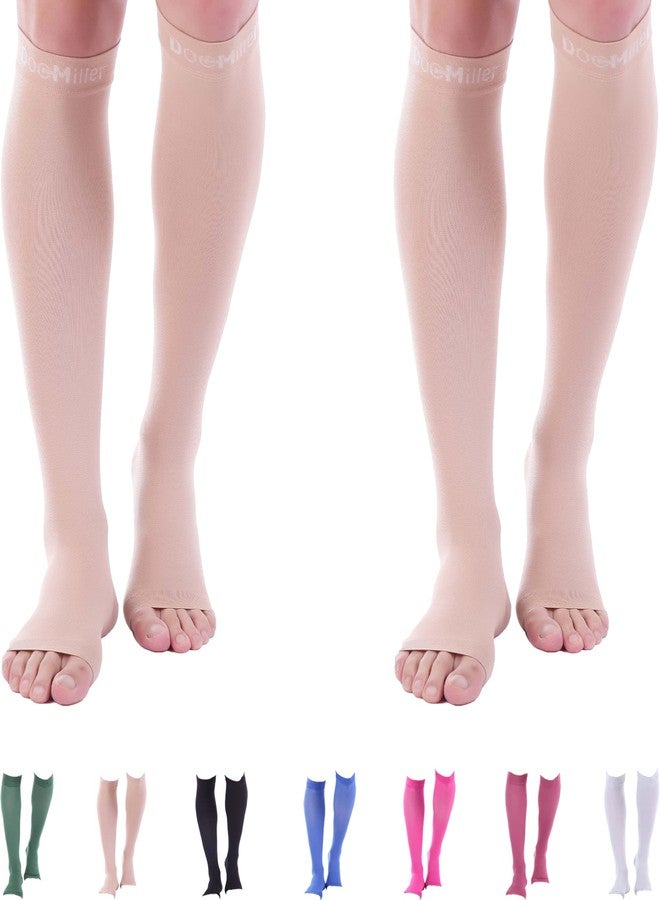 Doc Miller Toeless Compression Socks for Women and Men - 2 Pairs, 20-30mmHg, Open Toe, Knee High Support Socks for Travel, Work, Maternity, Sports, Standing, Daily Wear & All-Day Comfort - Image 1