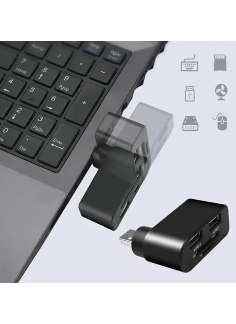 GUDOO - 4 in 1 Rotatable USB Hub, Portable 180 Degrees Rotate USB Hub, Plug and Play, No Driver Installation Required for MacBook, Laptops, Mobile HDD and More - Image 1