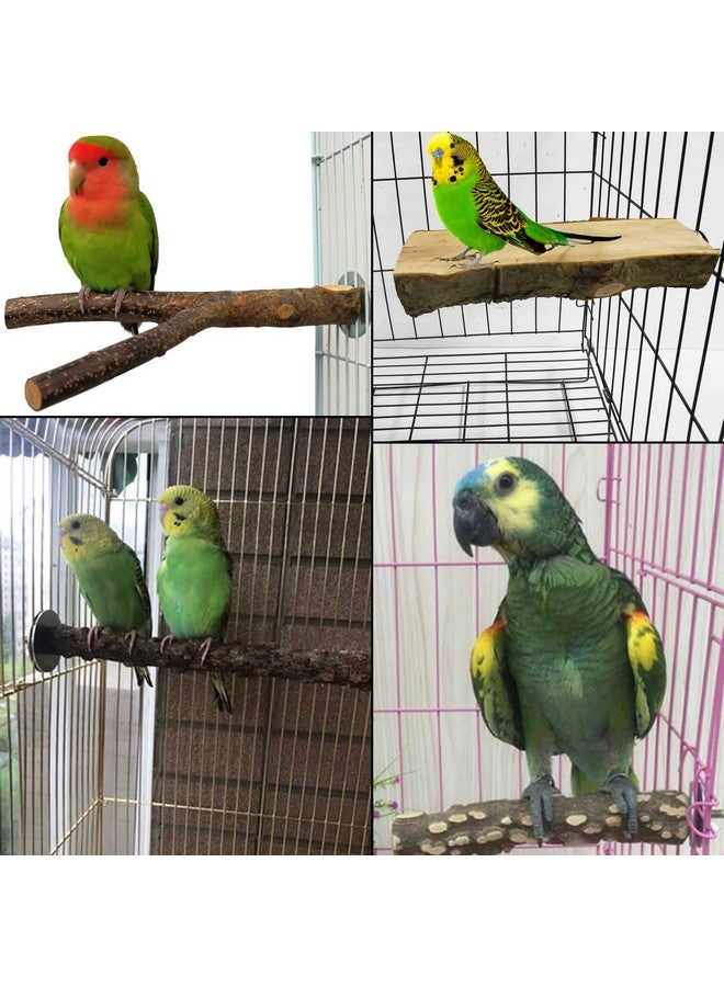 كاثسون 5 قطع من مجثم الطيور الخشبي، حامل خشبي للببغاء، لعبة منصة وقوف للببغاء، ألعاب مضغ، عظم حبار طبيعي، عصا طحن المخالب، ملحقات قفص الكوكتيل، لعبة تمرين للكونيور والبادجي وطيور الحب - Image 4