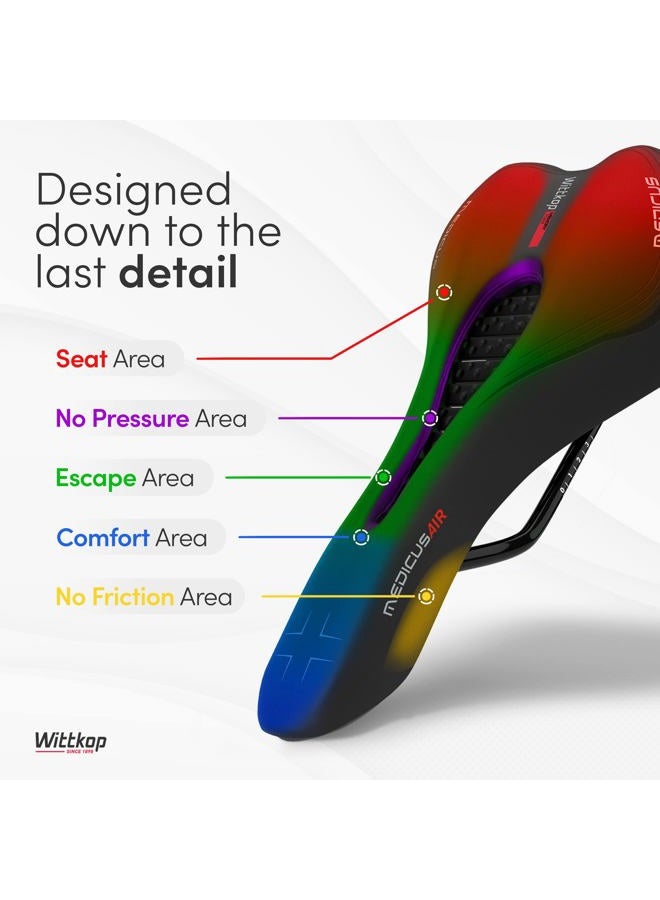 Wittkop مقعد دراجة جبلية مصنوع من رغوة الذاكرة المريحة | Saddle MTB مع مفهوم بيئي مبتكر 5 مناطق - مقعد دراجة للطريق BMX و MTB - Image 4