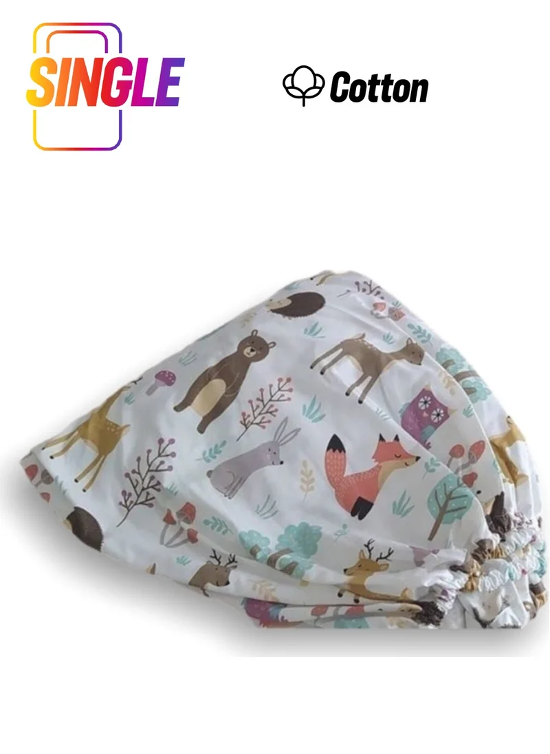 Bebek Özel Baby Special Cotton Baby and Kids Fitted Sheet 60X120 (Cute Forest Pattern)