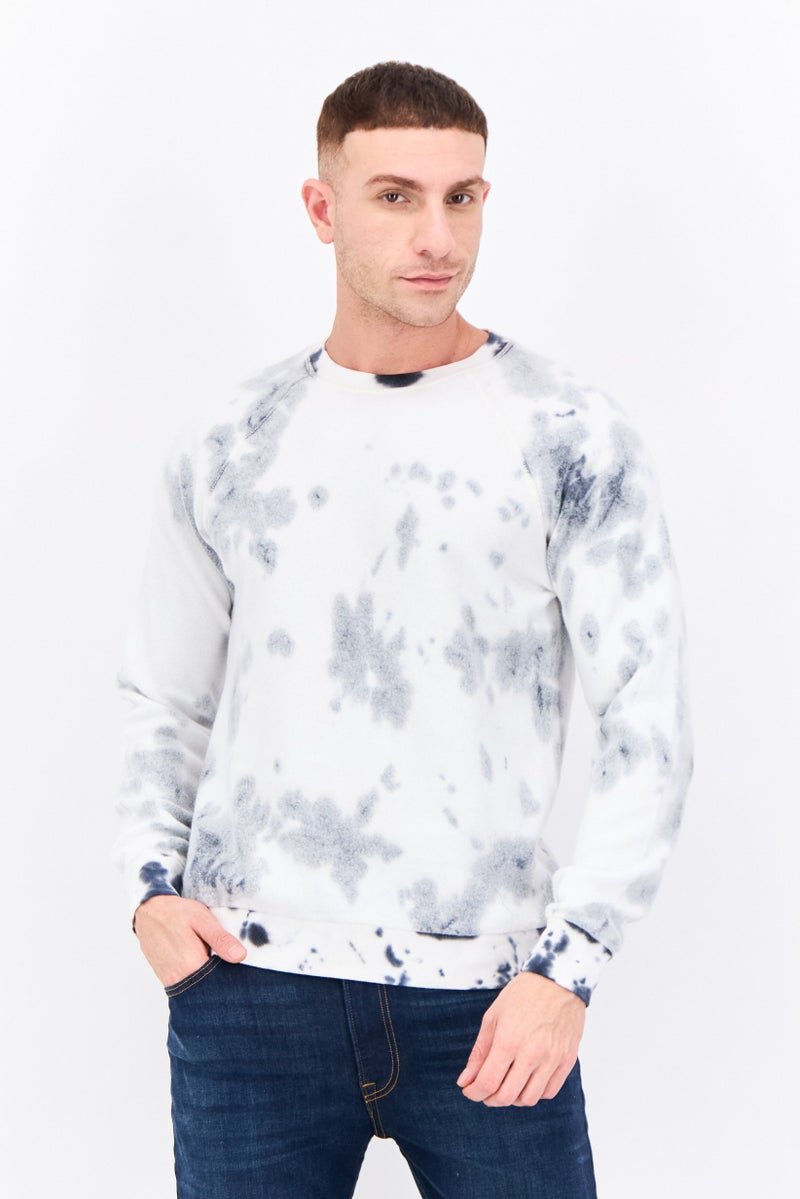 Feat Men Crew Neck Tie Dye Long Sleeves Sweatshirt, White Combo  - Image 1