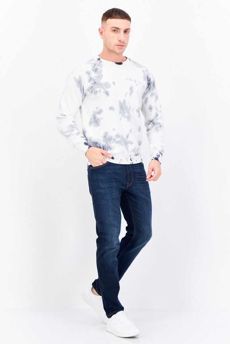 Feat Men Crew Neck Tie Dye Long Sleeves Sweatshirt, White Combo  - Image 4