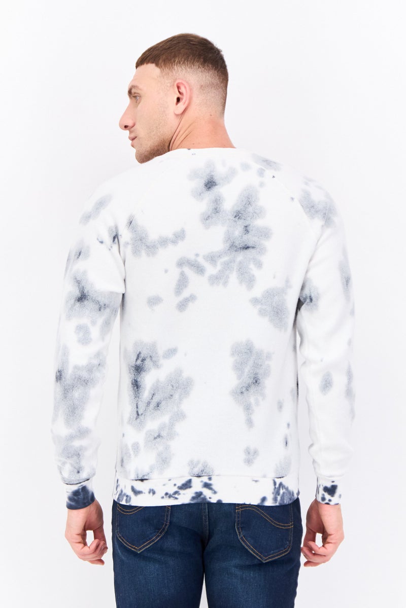 Feat Men Crew Neck Tie Dye Long Sleeves Sweatshirt, White Combo  - Image 3