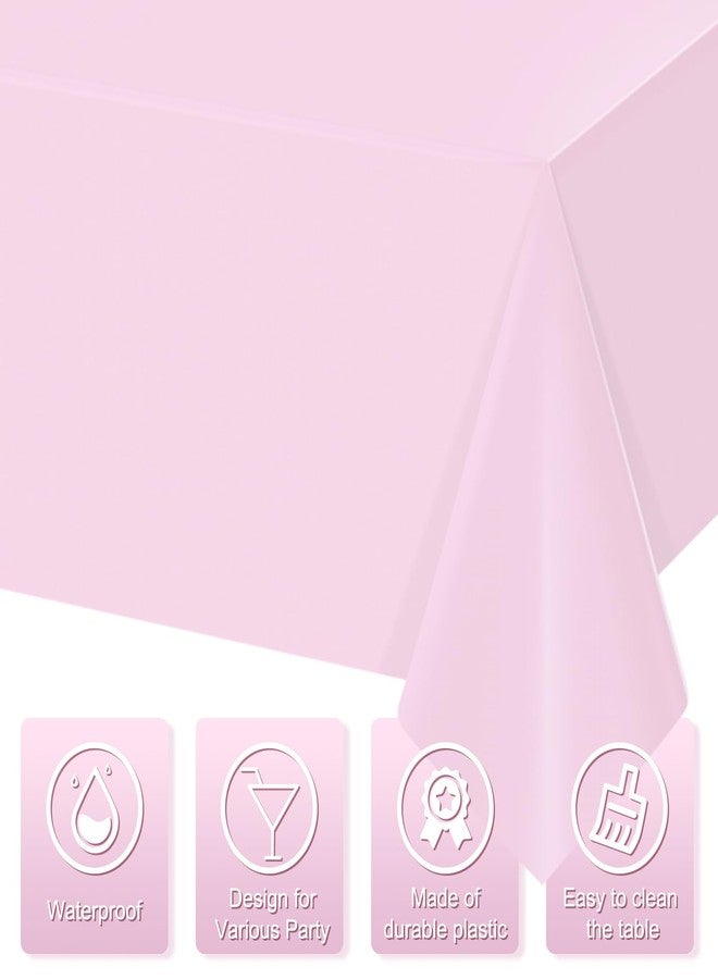 Hallswl 12pcs Light Pastel Plastic Tablecloth 4 Pink Series Colors Rectangle Table Cloth Waterproof Light Pink Table Cover for Baby Shower Birthday Party Decorations,54 x 108 Inch - Image 3