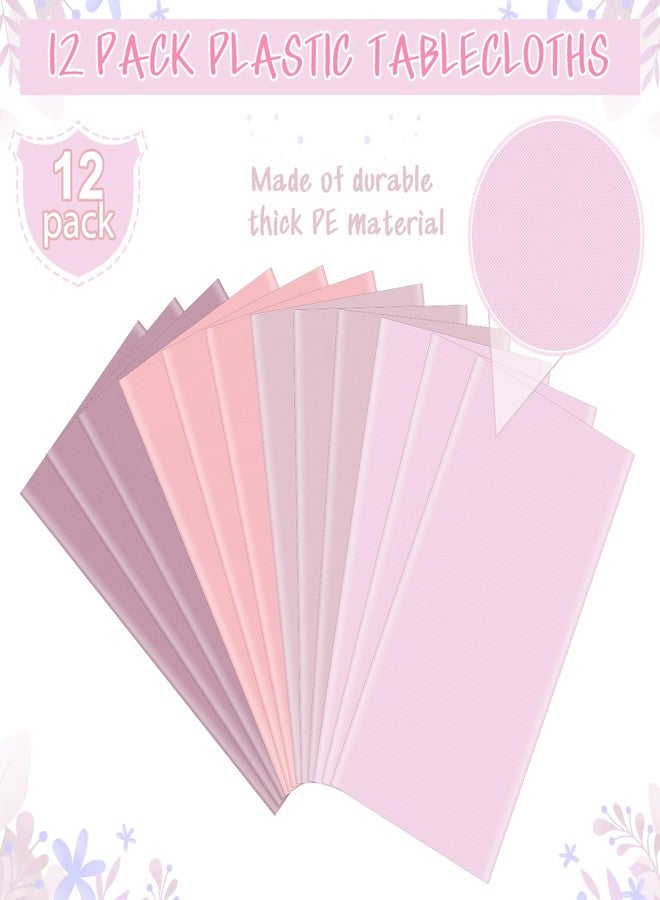 Hallswl 12pcs Light Pastel Plastic Tablecloth 4 Pink Series Colors Rectangle Table Cloth Waterproof Light Pink Table Cover for Baby Shower Birthday Party Decorations,54 x 108 Inch - Image 4
