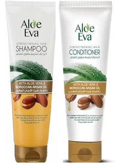 Aloe Eva Aloe Eva Strengthening Hair Shampoo + Conditioner with Aloe Vera and Moroccan Argan Oil 460 Ml 