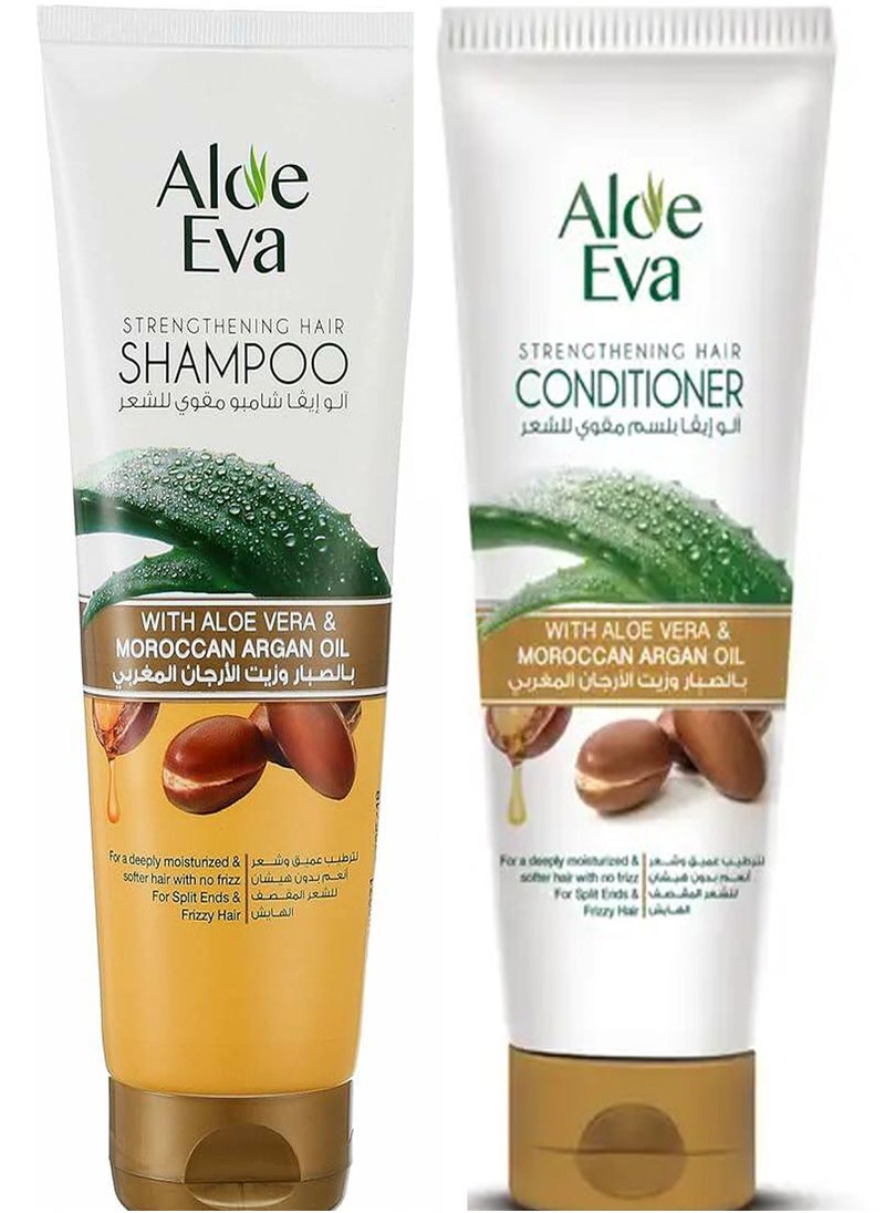 Aloe Eva - Aloe Eva Strengthening Hair Shampoo + Conditioner with Aloe Vera and Moroccan Argan Oil 460 Ml - Image 1