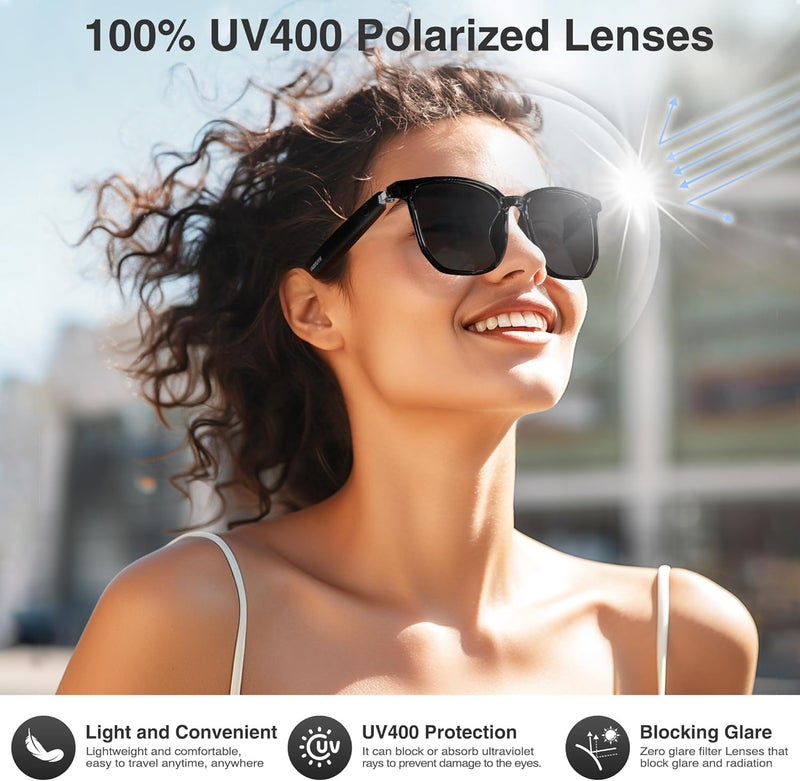 Smart Glasses with AI, Bluetooth Glasses with 110+ Translation, Smart Glass for Men&Woman, Multifunctional Bluetooth Glass for Men (Black) - Image 4