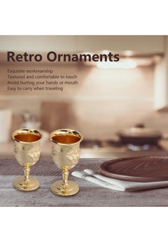 SYOSI Vintage Metal Goblet,  Retro High Grade Golden Cup, Fancy Gold Engraving Drinking Cup, Medieval Retro Ornaments for Kitchen Home Party Wedding Decoration Decor 2PCS  - Image 4