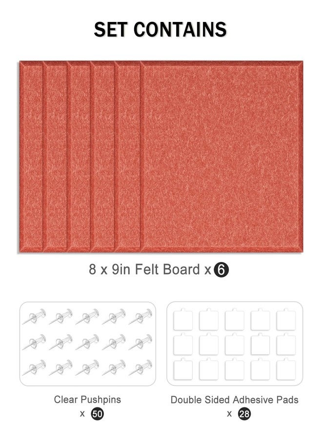 Hsurbtra Cork Board for Wall 24 x 18 Inch, 6 Pack Felt Bulletin Notice Board with Pushpins for Office Home School Farmhouse Wall Decor, Orange - Image 5