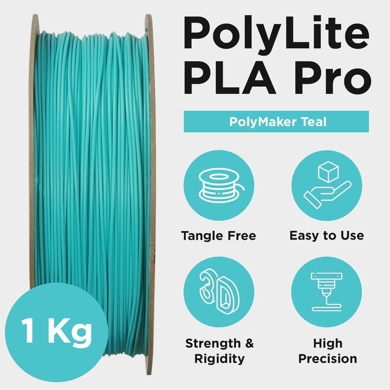 polymaker PLA PRO Filament 1.75mm 1kg, Tough & High Rigidity Teal 3D Printing Filament, PolyLite PLA PRO 3D Printer Filament 1.75mm, Print with Most 3D Printers - Image 5