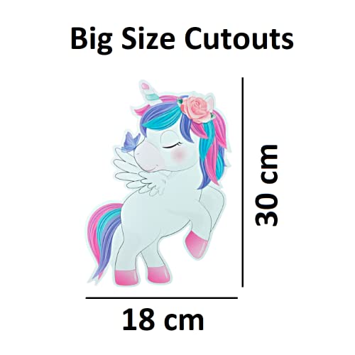 FI - FLICK IN 50 pcs 6th Birthday Decoration for Girls Kit Unicorn Theme Banner Decorations Items Pink Curtain Unicorn Cutouts 6th Birthday Decoration for Baby Girl (Pack of 50,Pink & White) - Image 3
