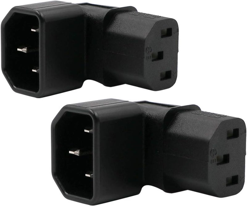 WYMECT IEC C14 to C13 Power Adapter PDU Plug/Socket Up 90 Degree for LCD Wall Mount TV 2 Pack - Image 1