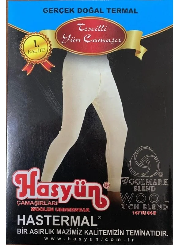 Hasyün Men's Woolen Underwear Long Underwear Cream
