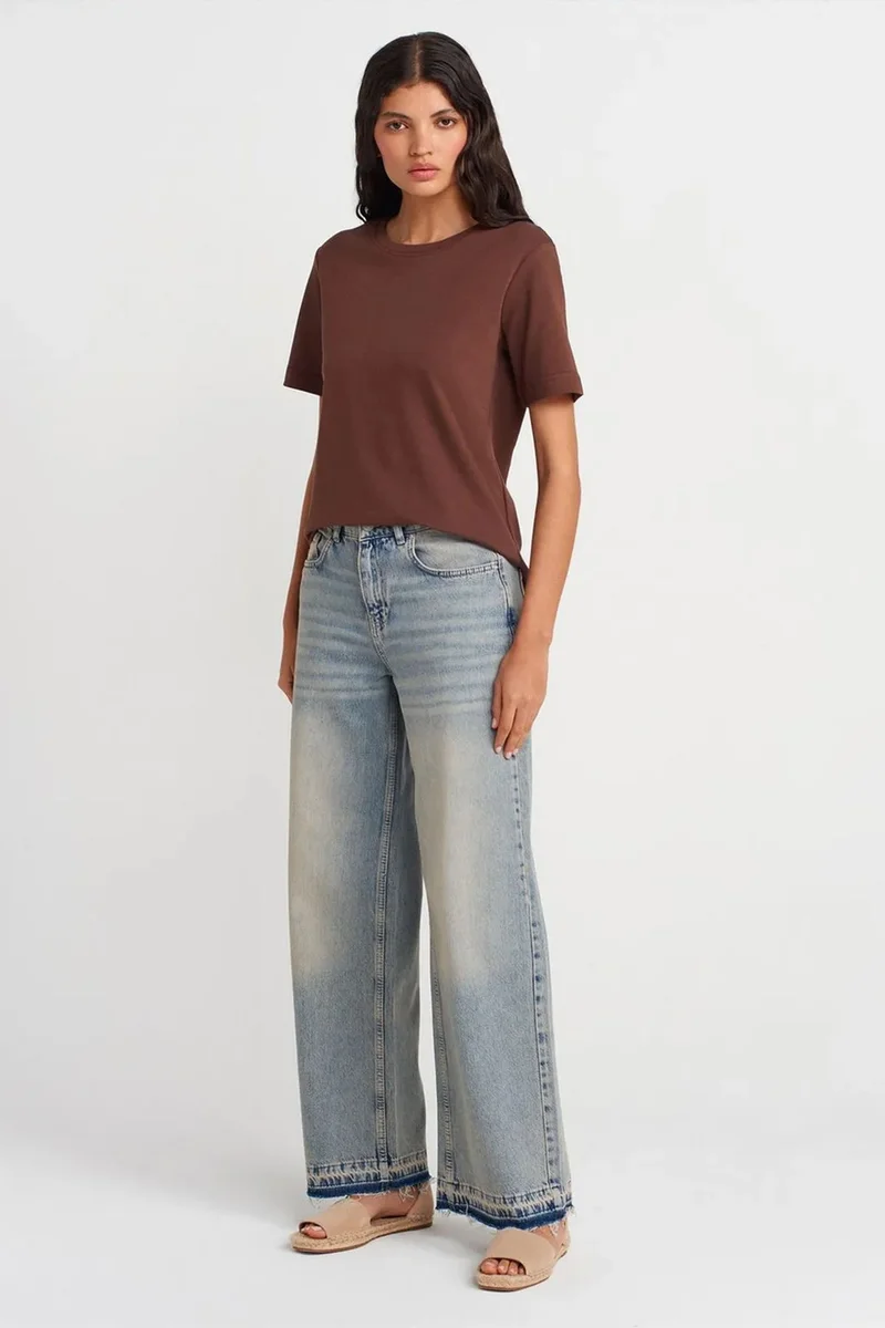 Dilvin Chestnut Brown DILVIN Women's Cotton Crew Neck T-Shirt for Women | Best Price UAE