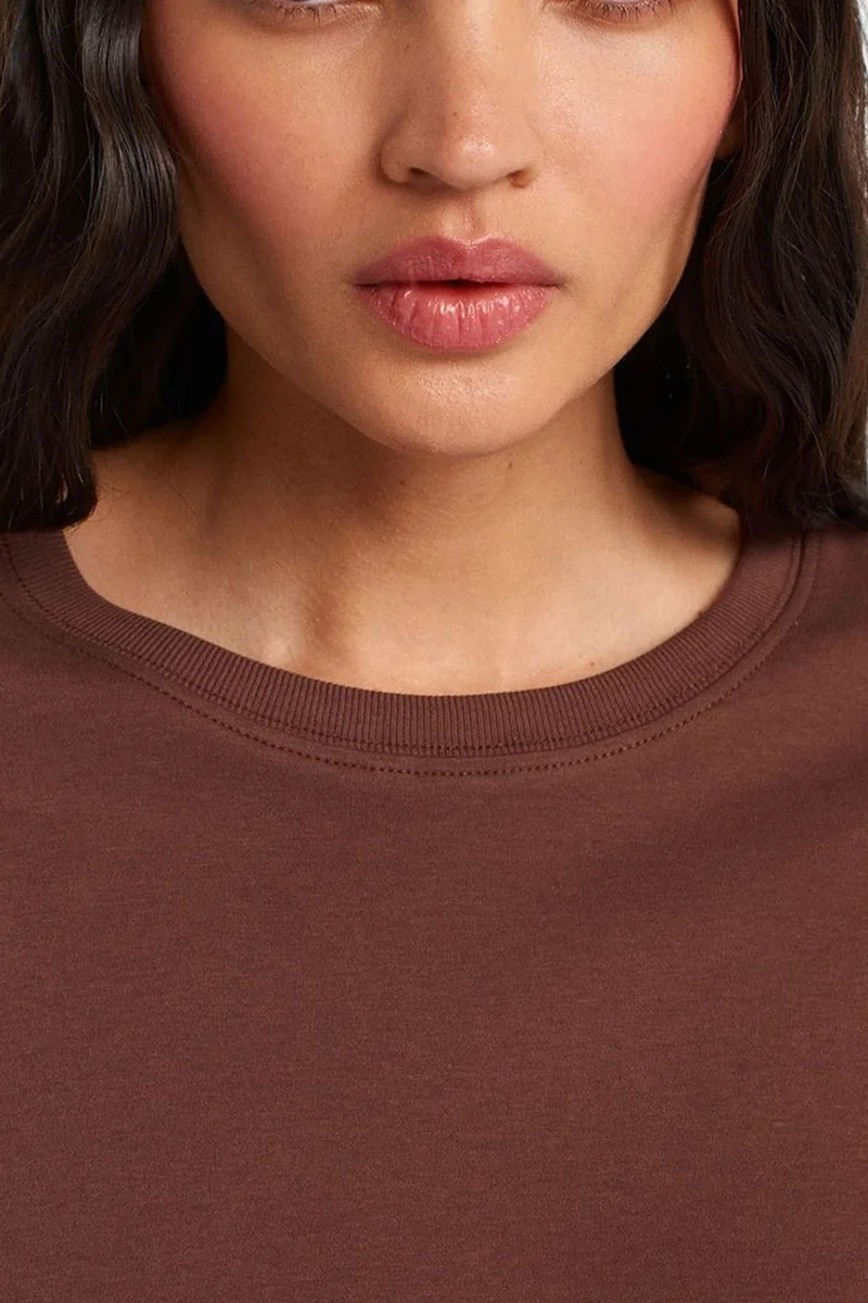 Dilvin Chestnut Brown DILVIN Women's Cotton Crew Neck T-Shirt for Women | Best Price UAE