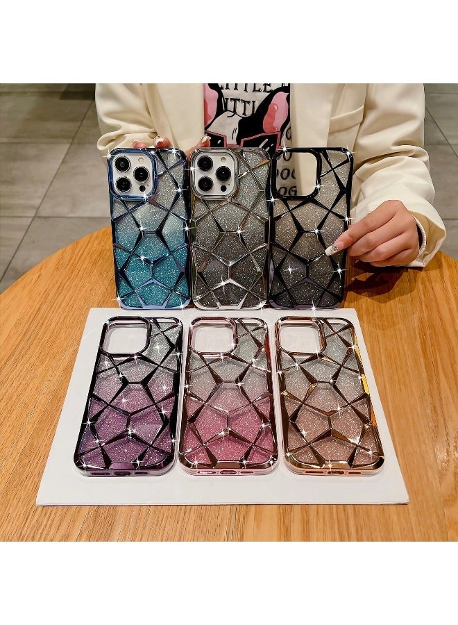 iPhone 13 Pro Case for Plating Bling Gradient Glitter Clear iPhone Cover ,Soft TPU Cute Camera Protection Shockproof Back for Women Girls iPhone Case