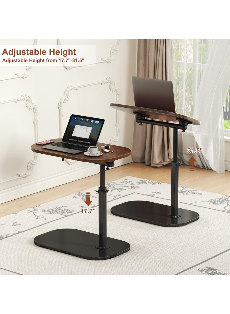 XiuWoo Solid Wood C Shaped Side Table Adjustable Height, Metal Base End Table with 360°Swivel 90° Flip Top,with Detachable Baffle for Laptop Books Couch Side Tables That Slide Under, Small Spaces Coffee Table,Black - Image 4