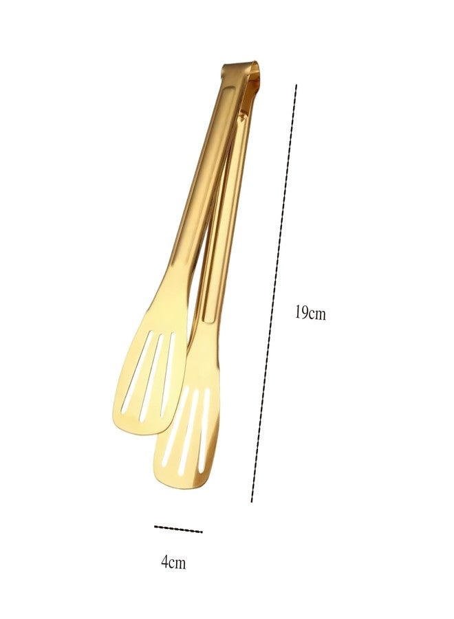 Septe 6Pcs 7 Inch Stainless Steel Gold Serving Tongs for Cooking, Barbecue, Buffet - Image 2