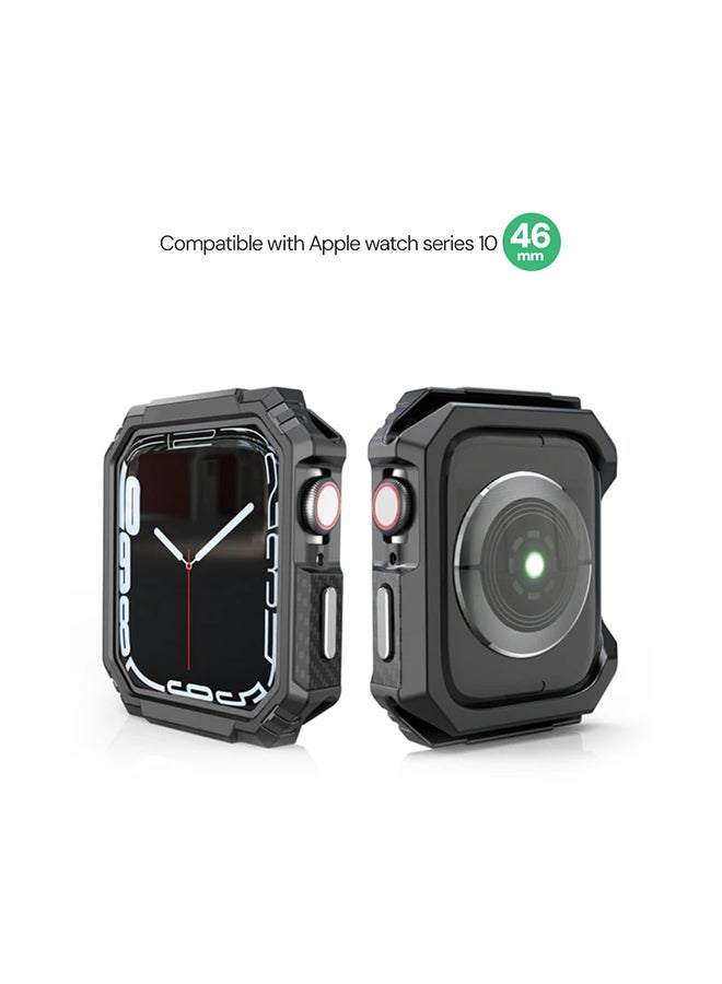 O Ozone 2 Pack Case Compatible with Apple Watch Series 10 46mm , Shockproof Ultra-Thin Hard PC Bumper Case All-Around Edge Protective Cover Frame for iWatch Accessories 46mm - Black & Clear - Image 2