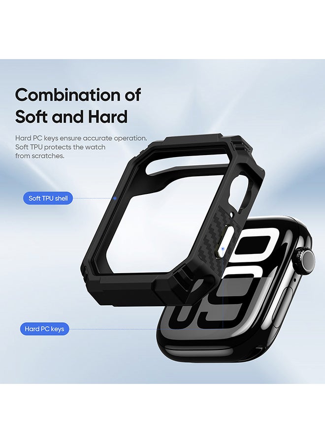 O Ozone 2 Pack Case Compatible with Apple Watch Series 10 46mm , Shockproof Ultra-Thin Hard PC Bumper Case All-Around Edge Protective Cover Frame for iWatch Accessories 46mm - Black & Clear - Image 3