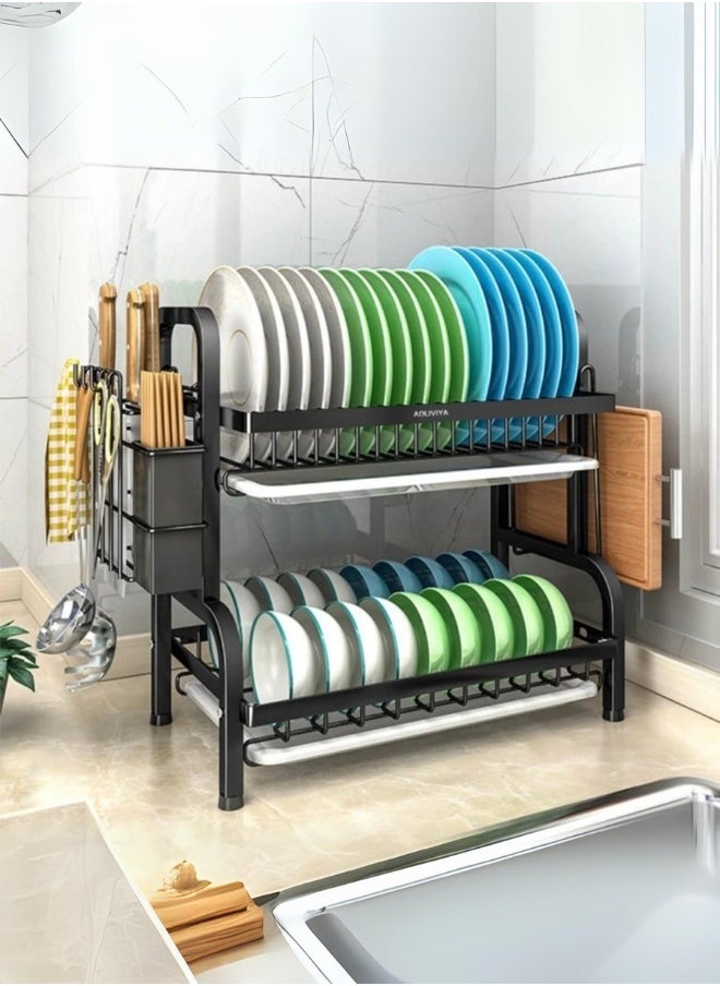 SHEE ONE - Double Layer Dish Rack with Multiple Shelves and Draining Drawers - Stylish and modern design for organizing kitchen utensils - Image 1