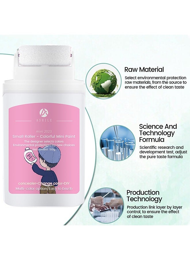 Small Roller Colorful Mini Paint,Portable Wall Repair Paint Wall Mending Agent Wall Spackle with Roll Brush Wall Surface Hole Fill Quick and Easy Solution White Wall - Image 2