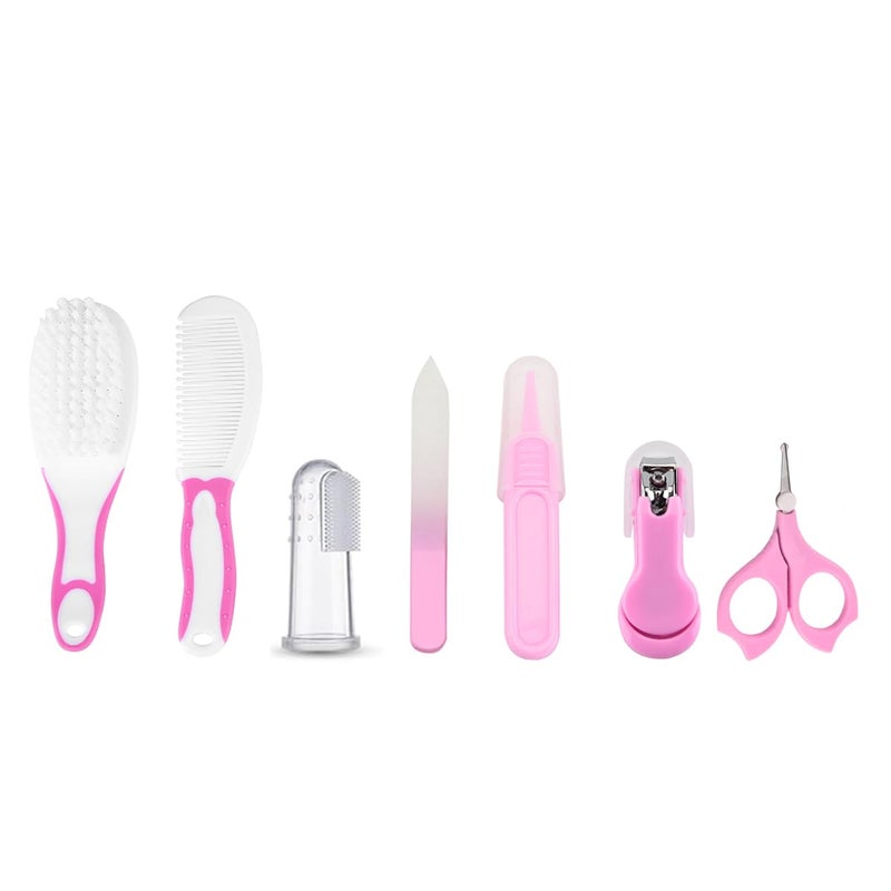 Chipmunks Grooming Kit for New Born Baby - Nail Cutter - Rounded Scissors - Baby Nail Filer - Tweezer - Kids Accessories Set - Ideal for Travelling & Home Use - Accessories Set To Keep Infants & Toddlers Clean - Perfect Nursery Gift (Pink, Pack of 7) - Image 1