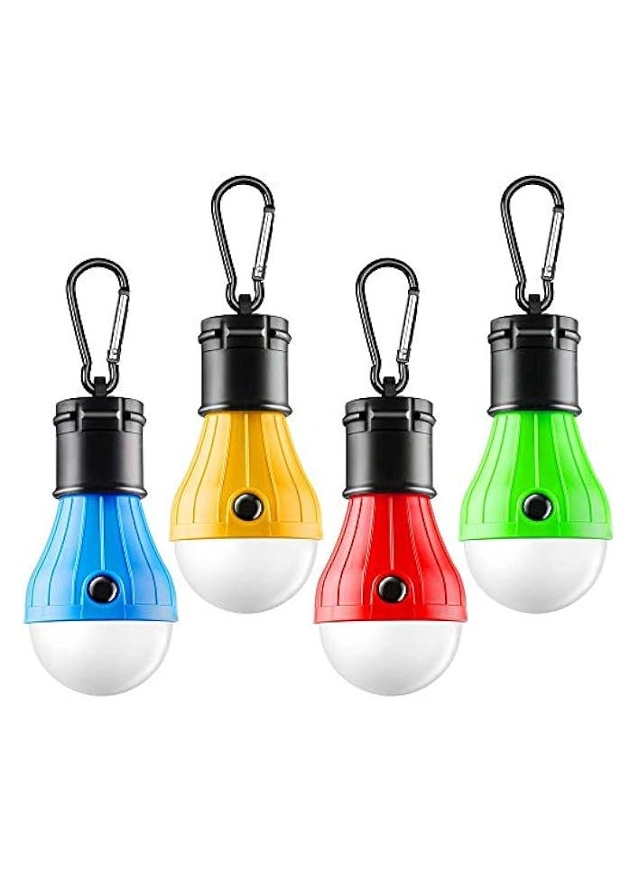 erorex Portable LED Camping Light, 4 Packs Tent lamp, Tent Light Bulbs Lantern Battery Powered with Clip Hook for Emergency Backpacking, Camping, Hiking Fishing Outdoor and Indoor, Outage  - Image 1