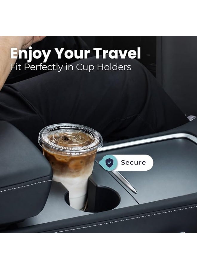 20oz 50 PCs Disposable Plastic iced coffee cups with lids and straws. Clear Disposable Plastic cups for Cold drink, iced coffee, Milkshakes, Smoothies, Juices. Eco friendly BPA free. - Image 3