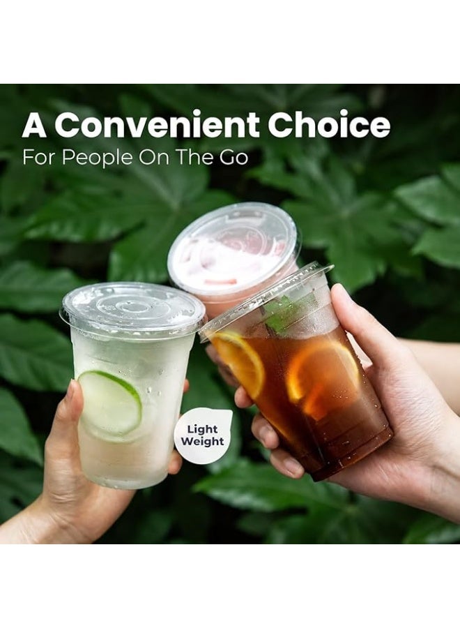 20oz 50 PCs Disposable Plastic iced coffee cups with lids and straws. Clear Disposable Plastic cups for Cold drink, iced coffee, Milkshakes, Smoothies, Juices. Eco friendly BPA free. - Image 4