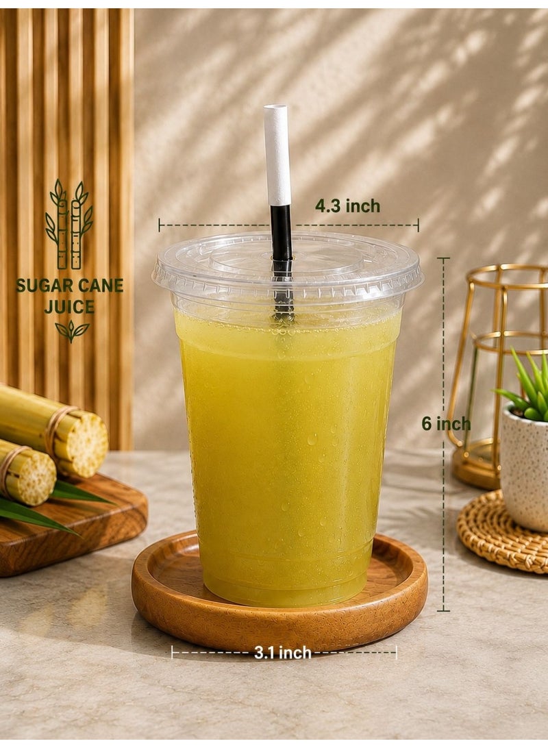 20oz 50 PCs Disposable Plastic iced coffee cups with lids and straws. Clear Disposable Plastic cups for Cold drink, iced coffee, Milkshakes, Smoothies, Juices. Eco friendly BPA free. - Image 2
