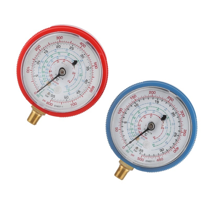 HVAC Pressure Gauge 7.5 X 3cm High & Low Pressure Vivid Dial Clear Scale - Durable Rubber Material Refrigeration Pressure Gauge for HVAC AC Repair Maintenance - Image 5