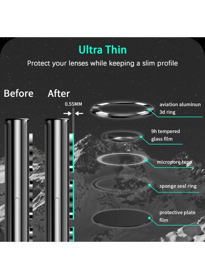 Camera Lens Protector For Moto G75 , Scratch-Resistant HD Clarity Ultra-Thin 9H Tempered Glass with Aluminum Edging, Individual Metal Lens Cover (Black) - Image 2