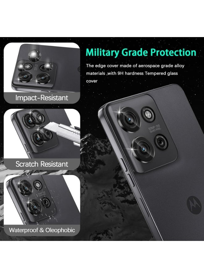 Camera Lens Protector For Moto G75 , Scratch-Resistant HD Clarity Ultra-Thin 9H Tempered Glass with Aluminum Edging, Individual Metal Lens Cover (Black) - Image 3