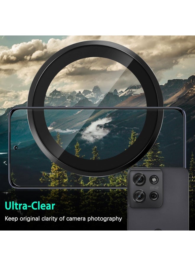 Camera Lens Protector For Moto G75 , Scratch-Resistant HD Clarity Ultra-Thin 9H Tempered Glass with Aluminum Edging, Individual Metal Lens Cover (Black) - Image 5