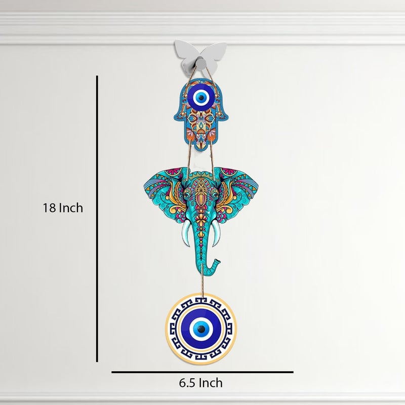 DALUCI Elephant Wooden Wall Hanging for Home Decor | Hamsa Hand Decoration for Livingroom | Modern Artworks Items | Peace Charm Entrance Door Accent Decorative Hangings For Home Graphics Decor (Elephant) - Image 2