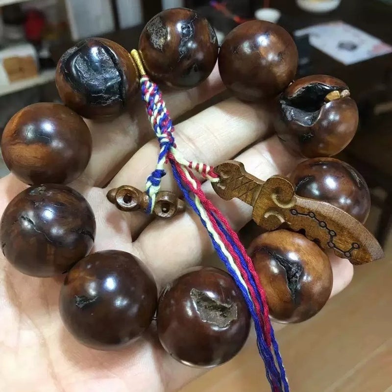 سوار خرز يدوي من خشب العناب الطبيعي بعلامات البرق الكاملة - للبيع بالجملة وبأسعار مميزة