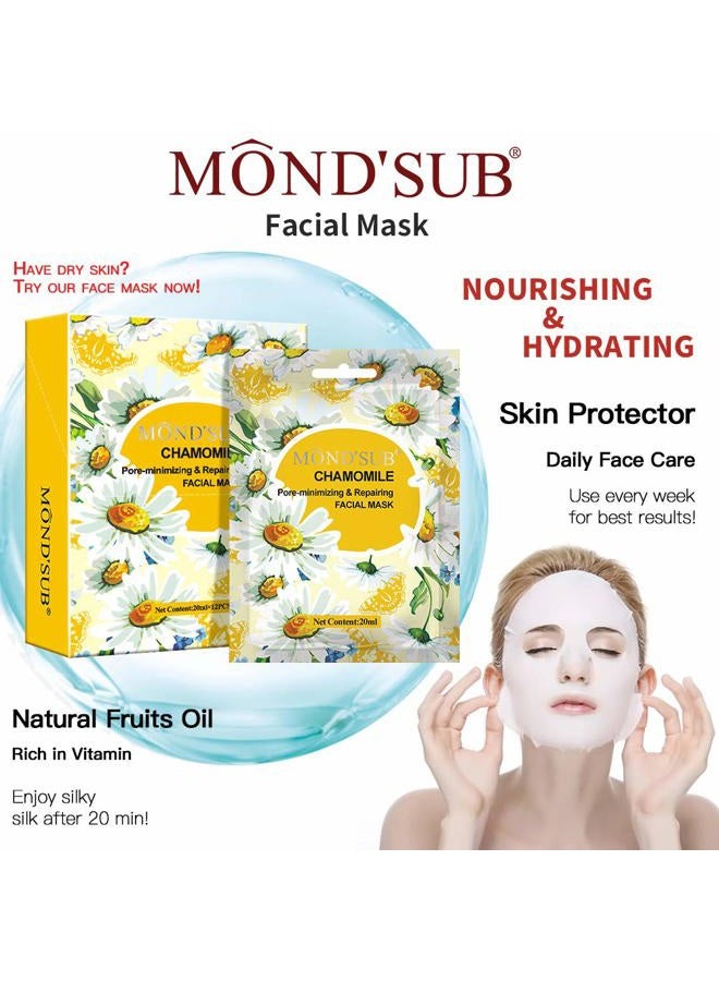 MOND'SUB [12 P]Premium Repairing Facial Mask|Best Sheet Face Mask for Oily Skin|Natural Skin Refreshing&Hydrating|Instantly Pore-minimizing&Anti-Aging|Organic Flowers Essence Skin Care|Both Men&Women[MOND'SUB] - Image 3