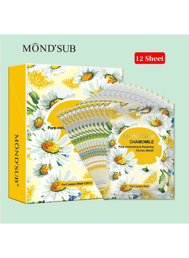 MOND'SUB [12 P]Premium Repairing Facial Mask|Best Sheet Face Mask for Oily Skin|Natural Skin Refreshing&Hydrating|Instantly Pore-minimizing&Anti-Aging|Organic Flowers Essence Skin Care|Both Men&Women[MOND'SUB] - Image 1